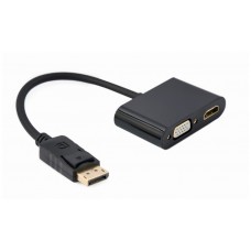 DISPLAY GEMBIRD PORT MACHO A HDMI HEMBRA + CABLE ADAPTADOR VGA HEMBRA NEGRO