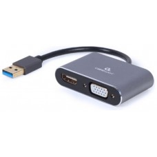 ADAPTADOR DE PANTALLA GEMBIRD USB A HDMI , VGA, GRIS ESPACIAL