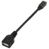 AISENS - CABLE USB 2.0 OTG, TIPO MICRO B/M-A/H, NEGRO, 15CM