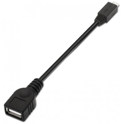 AISENS - CABLE USB 2.0 OTG, TIPO MICRO B/M-A/H, NEGRO, 15CM