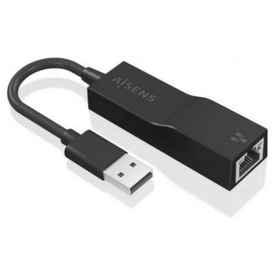 AISENS - CONVERSOR USB 3.0 A ETHERNET GIGABIT 10/100/1000 MBPS, NEGRO, 15CM
