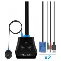 AISENS Conmutador KVM VGA USB 1U-2PC+CABLE, NEGRO