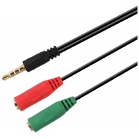 CABLE ADAPTADOR AISENS AUDIO JACK 3.5 4P/M-2XJACK 3.5 3P/H 20CM