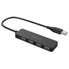 HUB APPROX APPC46 4PTOS USB2.0 480MBPS NEGRO (Espera 4 dias)