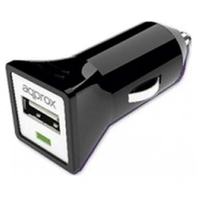 CARGADOR USB PARA COCHE 1A DESIGN NEGRO APPROX (Espera 4 dias)