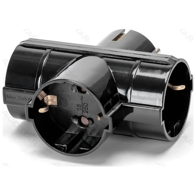 ENCHUFE DE CONVERSION ALEMAN 1 A 3 16A VERTICAL NEGRO AIGOSTAR (Espera 4 dias)