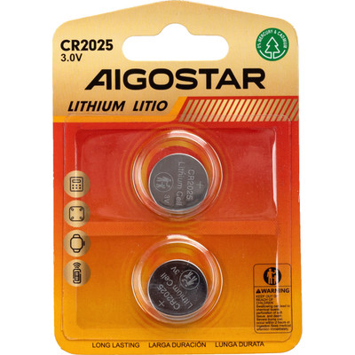 PILA DE BOTON CR2025 3V 2 UDS AIGOSTAR (Espera 4 dias)