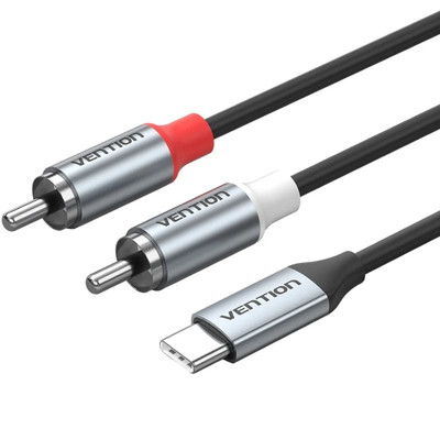 CABLE AUDIO ESTEREO USB-C/M A 2xRCA/M 1 M GRIS VENTION (Espera 4 dias)-SX2 CABLE AUDIO ESTEREO USB-C/M A 2xRCA/M 1 M GRIS VENTION (Espera 4 dias)