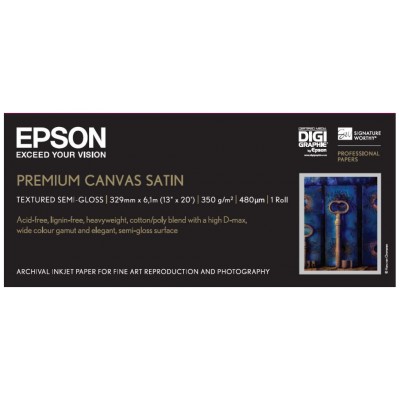 Epson GF Papel Premium Canvas Satin, 13"  x 6.1m, 350g/m2