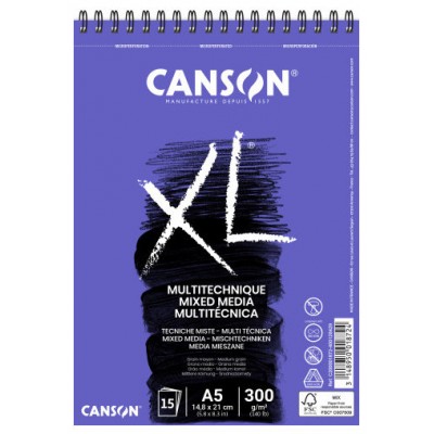Canson XL Mix Media Bloc de hojas de papel para bellas artes 15 hojas (MIN5) (Espera 4 dias)