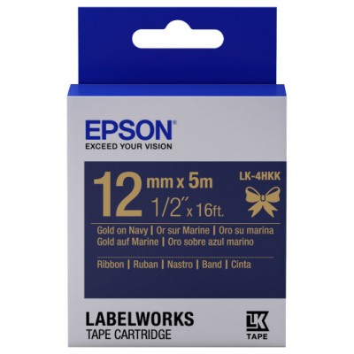 EPSON Cartucho de etiquetas de cinta satinada LK-4HKK oro/azul marino de 12 mm (5 m)