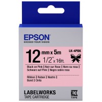 EPSON Cartucho de etiquetas de cinta satinada LK-4PBK negro/rosa de 12 mm (5 m)