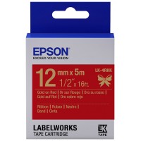 EPSON Cartucho de etiquetas de cinta satinada LK-4RKK oro/rojo de 12 mm (5 m)