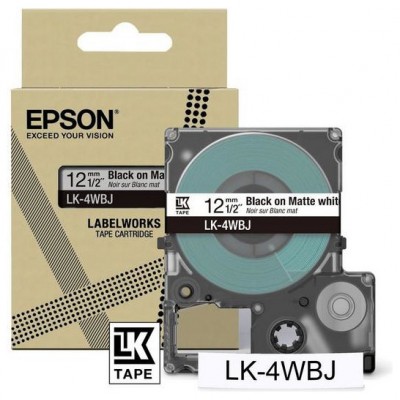EPSON Cartucho de etiquetas Matte Tape   White/Black 12mm(8m)   LK-4WBJ