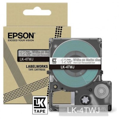 EPSON Cartucho de etiquetas Matte Tape   Clear/White 12mm(8m)   LK-4TWJ