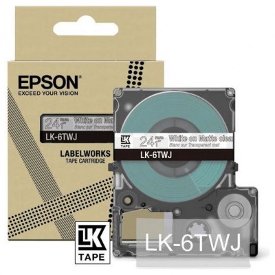 EPSON Cartucho de etiquetas Matte Tape   Clear/White 24mm(8m)   LK-6TWJ