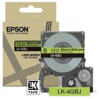 EPSON Cartucho de etiquetas Matte Tape   Green/Black 12mm(8m)   LK-4GBJ