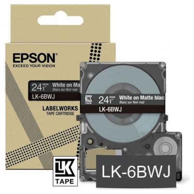EPSON Cartucho de etiquetas Matte Tape   Black/White 24mm(8m)   LK-6BWJ