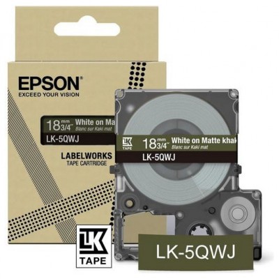 EPSON Cartucho de etiquetas Matte Tape   Khaki/White 18mm(8m)   LK-5QWJ