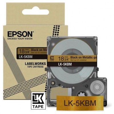 EPSON Cartucho de etiquetas Metallic Tape   Silver/Black 18mm(9m)   LK-5SBM