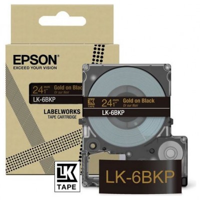 EPSON Cartucho de etiquetas Metallic Tape   Black/Gold 24mm(9m)   LK-6BKP