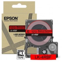 EPSON Cartucho de etiquetas Colour Tape   Fluorescent Red/Black 12mm(5m)   LK-4RBF