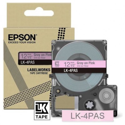 EPSON Cartucho de etiquetas Colour Tape   Pink/Grey 12mm(8m)   LK-4PAS