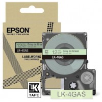 EPSON Cartucho de etiquetas Colour Tape   Green/Grey 12mm(8m)   LK-4GAS
