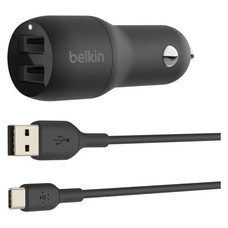 BOOST CHARGE 24W USB-A DUAL CAR CHARGER W/ 1M PVC A-C, BLACK (Espera 4 dias)-SX12 BOOST CHARGE 24W USB-A DUAL CAR CHARGER W/ 1M PVC A-C, BLACK (Espera 4 dias)