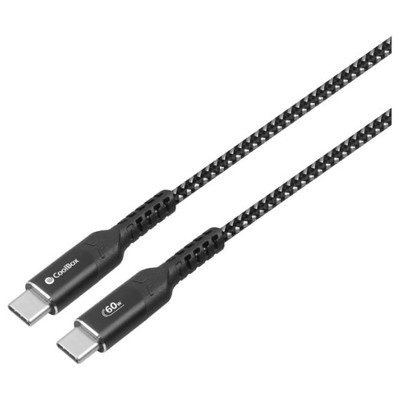 CABLE TRENZADO USB-C/USB-C 3.2 Gen2 + CARGA RAPIDA 1.2 M NEGRO COOLBOX (Espera 4 dias)