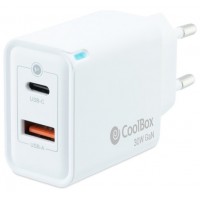 CARGADOR COOLBOX GAN 30W USB-C/USB-A PARED