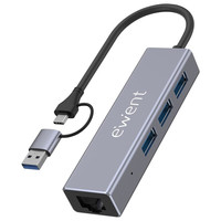 HUB EWENT EW1159 3PTOS USB-A 3.2 GEN1 1PTO RJ-45 (Espera 4 dias)