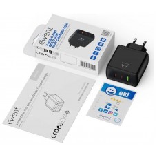 EWENT Cargador Gan Fast 65W 2 USB-C PD-1USB-A QC
