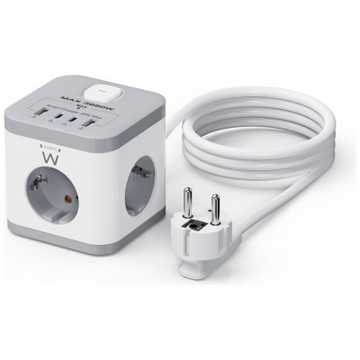 Ewent EW3863 Regleta 3 Tomas SHUCKO+2USB-A+2USB-C