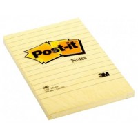 BLOC 100 HOJAS NOTAS GRANDES ADHESIVAS 101X152MM CANARY YELLOW CON LÍNEAS 660 POST-IT 7100172753 (Espera 4 dias)