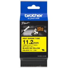 BROTHER Cinta tubo termorretractil. Texto negro sobre fondo amarillo. PTE300, PTE550W, PTP750W, PTP9