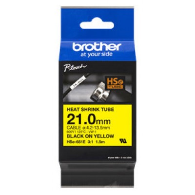 BROTHER Cinta tubo termorretractil. Texto negro sobre fondo amarillo. PTE550W, PTP750W, PTP900W, PTP