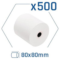 Pack 500 rollos papel térmico sin BPA 80x80mm-118SX Pack 500 rollos papel térmico sin BPA 80x80mm
