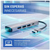 iggual Hub USB-A 5 puertos 3xUSB + RJ45 + tipo C
