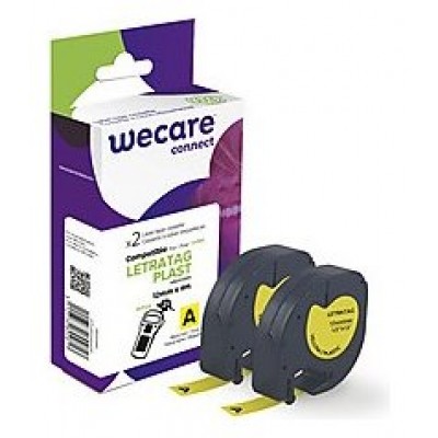 ARMOR    WECARE Etiqueta Amarilla Texto negro para DYMO LETRATAG PLAST 12mmx4m. Dos cintas por caja