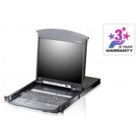 ATEN Consola LCD dual rail con switch KVM por IP integrado multi-interfaz Cat 5 de 8 puertos con acceso compartido desde consolas local/remota (Espera 4 dias)