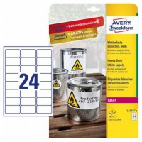 PAQUETE 8 HOJAS ETIQUETAS DE POLIÉSTER BLANCO PARA IMPRESORAS LÁSER 63,5X33,9 MM AVERY L4773-8 (Espera 4 dias)