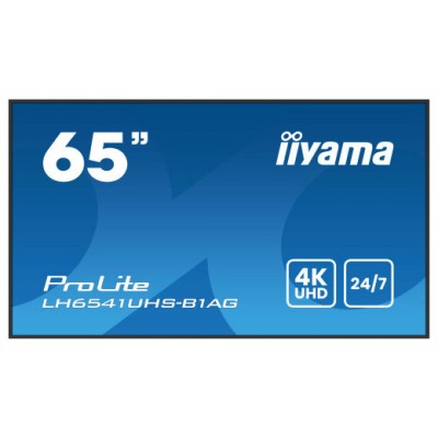 MONITOR IIYAMA65" 3840X2160, 4K UHD IPS PANEL, 1% HAZE, LANDSCAPE Y PORTRAIT , SPEAKERS 2X 10W , 3X HDMI, 500CD/M², MEDIA PLAY USB PORT, CONTROL LAN / RS232C, VESA 500X500 -WALLMOUNT INCLUDED (LH6541UHS-B1AG) (Espera 4 dias)