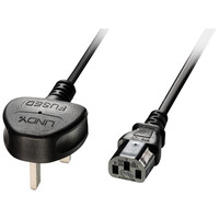 Lindy 30434 cable de transmisi&oacute;n Negro 3 m Enchufe tipo G C13 acoplador (Espera 4 dias)