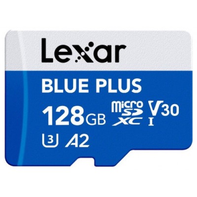 LEXAR 128GB BLUE PLUS MICROSDHC UHS-I WITH SD ADAPTER, UP TO 170MB/s READ C10 A2 V30 U3 (Espera 4 dias)-SX4 LEXAR 128GB BLUE PLUS MICROSDHC UHS-I WITH SD ADAPTER, UP TO 170MB/s READ C10 A2 V30 U3 (Espera 4 dias)