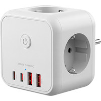 CARGADOR CUBO 3xAC + 2xUSB-C + 2xUSB-A 20W PD+GaN TYPE-F BLANCO MARS GAMING (Espera 4 dias)-7SX CARGADOR CUBO 3xAC + 2xUSB-C + 2xUSB-A 20W PD+GaN TYPE-F BLANCO MARS GAMING (Espera 4 dias)