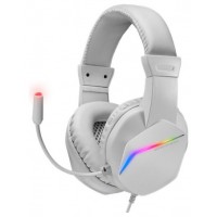 Mars Gaming MH122 Blanco, Cascos Gaming FRGB Over Ear con Micrófono, Sonido HiFi, Cancelación de Sonido, Ultraligeros, PS4 PS5 Xbox Switch Tablet Windows Mac (Espera 4 dias)