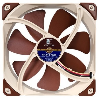 NOCTUA VENTILADOR CAJA NF-A14 PWM, 140MM FAN, 140X140X25MM, 12V, 1500RPM/1200RPM/300RPM, 24,6 DB(A), 140,2 M3/H, 2,08 MM H2O, 4 PINES (Espera 4 dias)