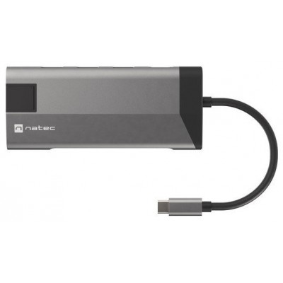 ADAPTADOR NATEC FOWLER PLUS USB-C->3XUSB 3.0,HDMI 4K,USB-C PD,RJ45,SD,MSD