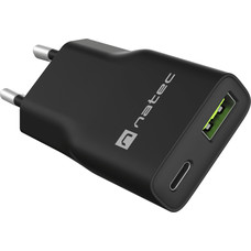 CARGADOR NATEC RIBERA SLIM 20W 1XUSB-A + 1xUSB-C PD3.0 QC3.0 PROTECCION OVP,OCP,SCP Y OTP NEGRO